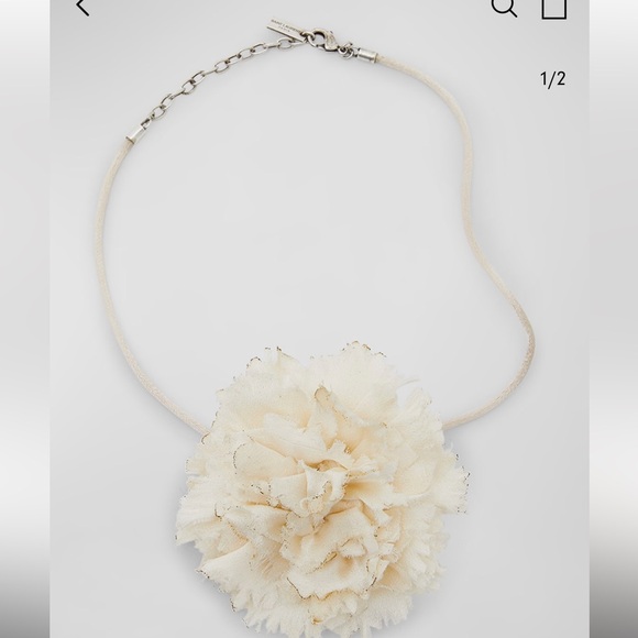 Saint Laurent Crumpled White Flower Choker Necklace - Picture 6 of 7